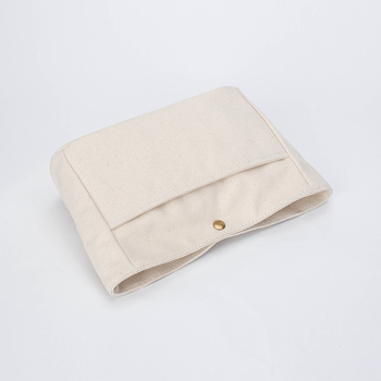 Tiszta pamutvászon kozmetikai táska belső zsebbel — vízszintes négyzetes forma, városi minimalizmus, női tároló clutch