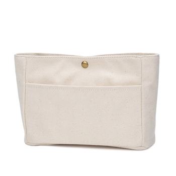 Tiszta pamutvászon kozmetikai táska belső zsebbel — vízszintes négyzetes forma, városi minimalizmus, női tároló clutch