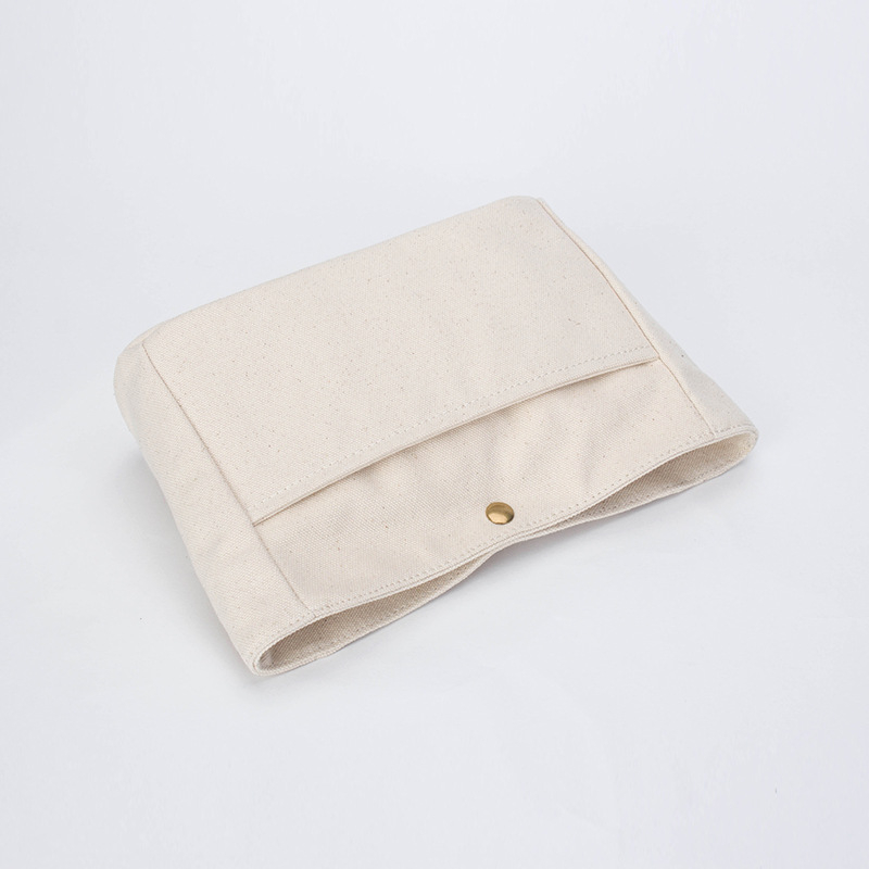 Tiszta pamutvászon kozmetikai táska belső zsebbel — vízszintes négyzetes forma, városi minimalizmus, női tároló clutch