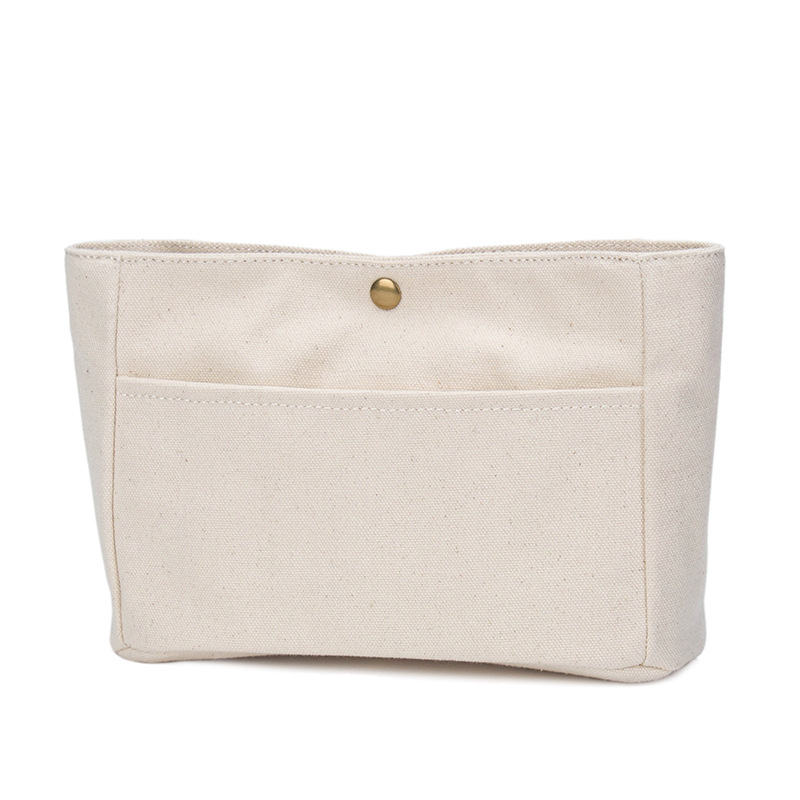 Tiszta pamutvászon kozmetikai táska belső zsebbel — vízszintes négyzetes forma, városi minimalizmus, női tároló clutch