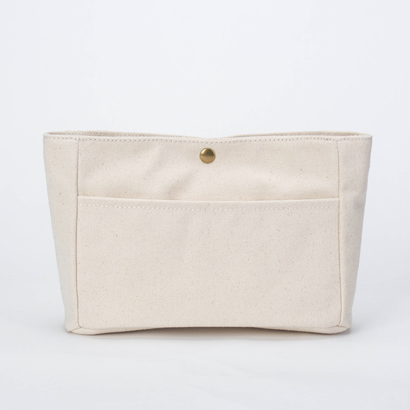 Tiszta pamutvászon kozmetikai táska belső zsebbel — vízszintes négyzetes forma, városi minimalizmus, női tároló clutch