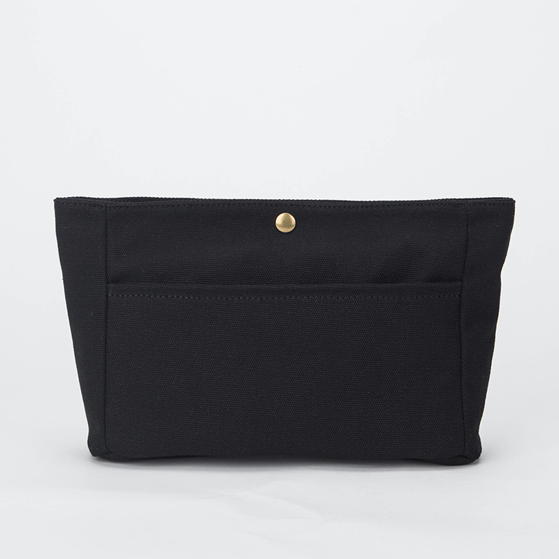 Tiszta pamutvászon kozmetikai táska belső zsebbel — vízszintes négyzetes forma, városi minimalizmus, női tároló clutch