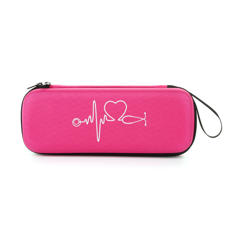Stetoszkóp tároló táska EVA kemény héjjal, Dragon Dance textil, állítható rögzítő pántok és hálós zsebek, utazáshoz és asztali tároláshoz.