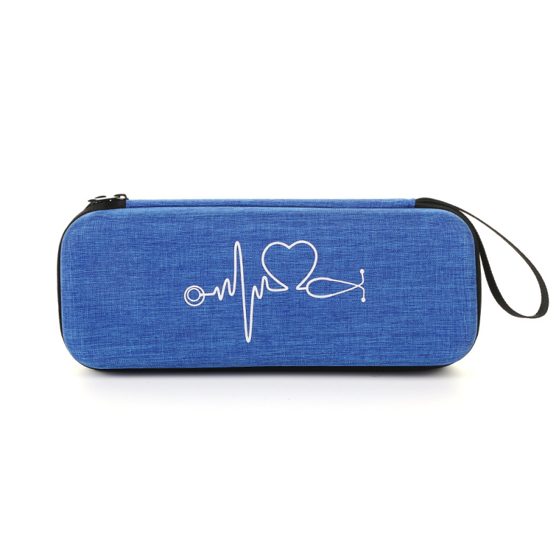Stetoszkóp tároló táska EVA kemény héjjal, Dragon Dance textil, állítható rögzítő pántok és hálós zsebek, utazáshoz és asztali tároláshoz.