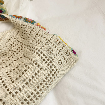 Notelli női szalmaszálas tote táska, utcai divat, vízszintes négyzet alakú forma, nyitott felső, telefontartó zseb, poliészter bélés, egy vállpánt