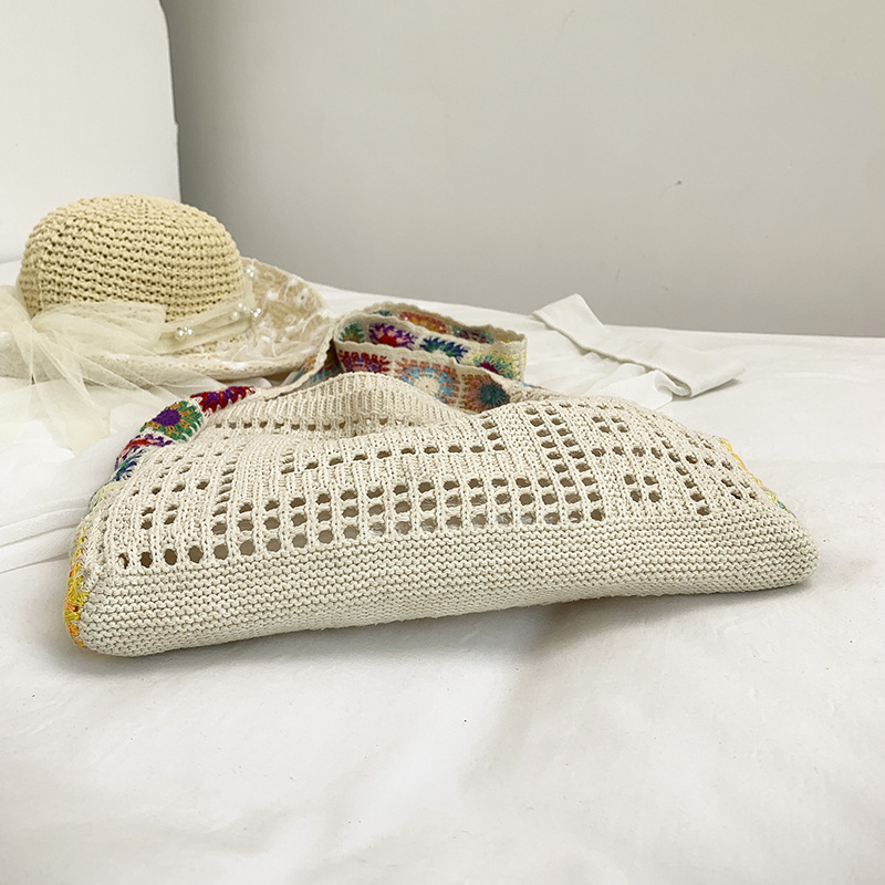 Notelli női szalmaszálas tote táska, utcai divat, vízszintes négyzet alakú forma, nyitott felső, telefontartó zseb, poliészter bélés, egy vállpánt