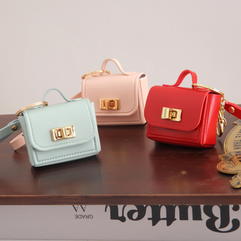 Κλειδοθήκη από PU δέρμα με μικρό πορτοφόλι για ακουστικά, κορεατικού στυλ, κατάλληλο για δώρο