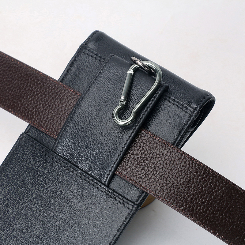 Geantă de talie din piele pentru telefon, ultra-subțire, stil coreean, piele naturală de vițel, deschidere cu capac, siluetă vertical-horizontală, Little Dolly