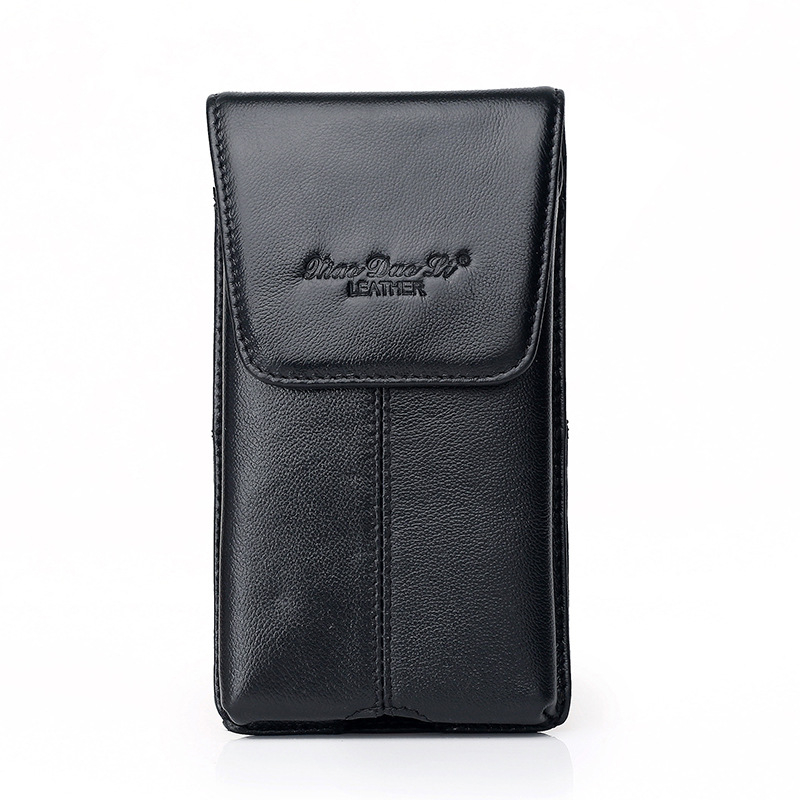 Geantă de talie din piele pentru telefon, ultra-subțire, stil coreean, piele naturală de vițel, deschidere cu capac, siluetă vertical-horizontală, Little Dolly