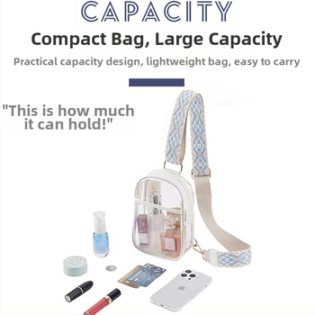 Прозрачна чанта за рамо PVC материал уличен моден стил хоризонтална квадратна форма цип за отваряне регулираща презрамка