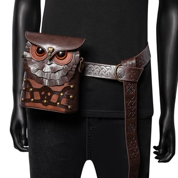 Gearduke Owl-Accent Crossbody cu portofel, material PU, formă pătrată verticală, închidere magnetică, buzunar intern pentru telefon, panou exterior 3D