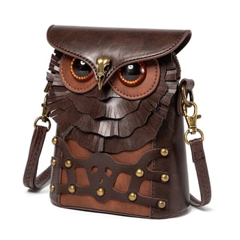 Gearduke Owl-Accent Crossbody cu portofel, material PU, formă pătrată verticală, închidere magnetică, buzunar intern pentru telefon, panou exterior 3D