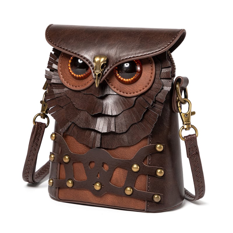 Gearduke Owl-Accent Crossbody cu portofel, material PU, formă pătrată verticală, închidere magnetică, buzunar intern pentru telefon, panou exterior 3D