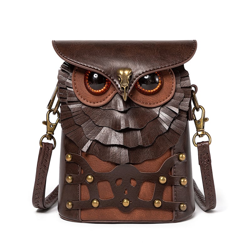 Gearduke Owl-Accent Crossbody cu portofel, material PU, formă pătrată verticală, închidere magnetică, buzunar intern pentru telefon, panou exterior 3D
