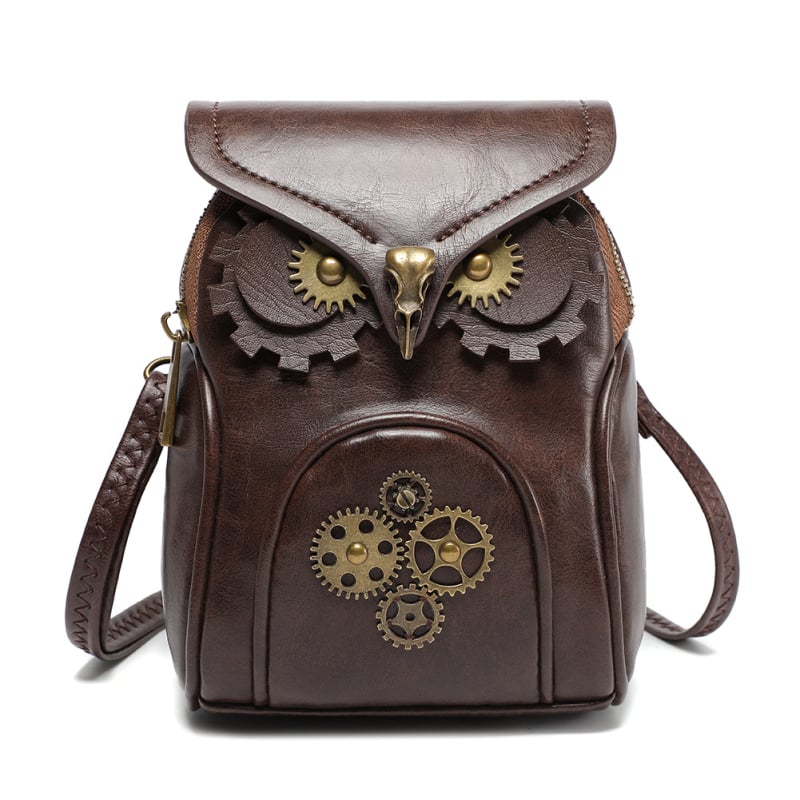 Gearduke Owl-Accent Crossbody cu portofel, material PU, formă pătrată verticală, închidere magnetică, buzunar intern pentru telefon, panou exterior 3D