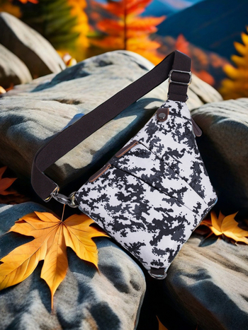 Мъжка чанта за гърди, водоотблъскващ плат, ултралека, регулируема презрамка, флорален принт, полиестер
