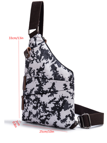Мъжка чанта за гърди, водоотблъскващ плат, ултралека, регулируема презрамка, флорален принт, полиестер