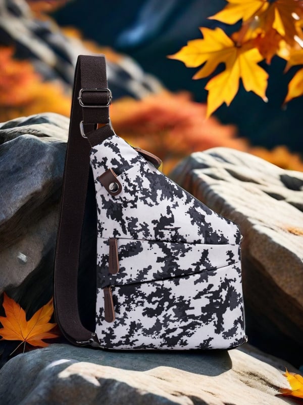 Férfi mellkas táska, vízlepergető anyag, ultrakönnyű, állítható vállpánt, virágos mintázat, poliészter