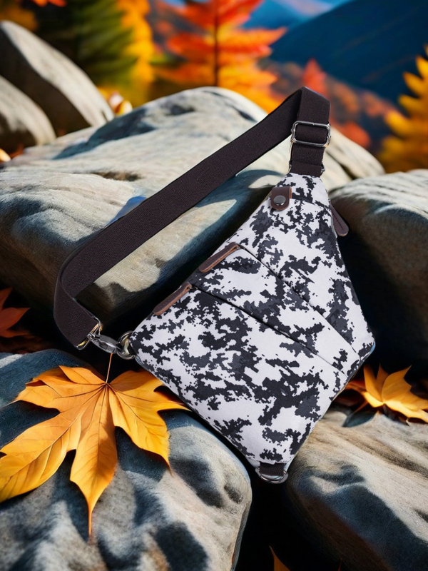 Férfi mellkas táska, vízlepergető anyag, ultrakönnyű, állítható vállpánt, virágos mintázat, poliészter