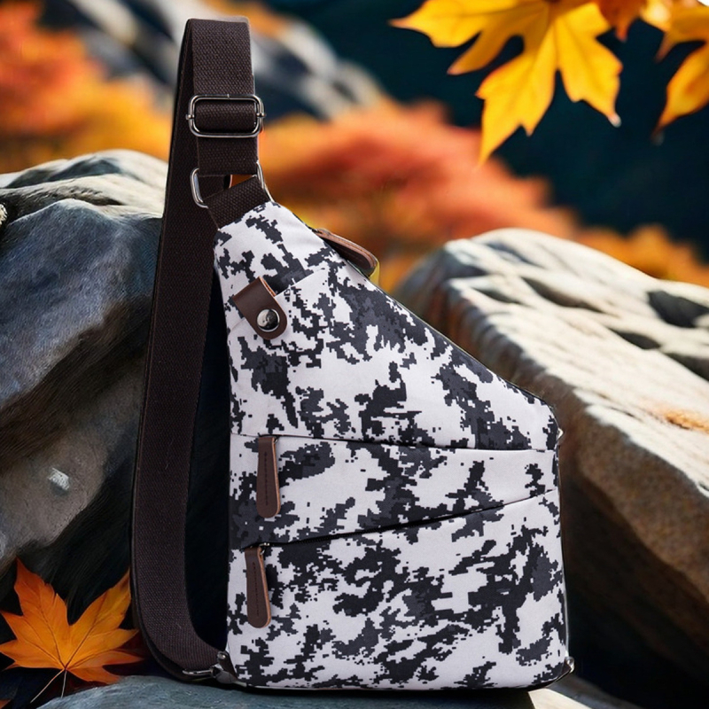 Férfi mellkas táska, vízlepergető anyag, ultrakönnyű, állítható vállpánt, virágos mintázat, poliészter