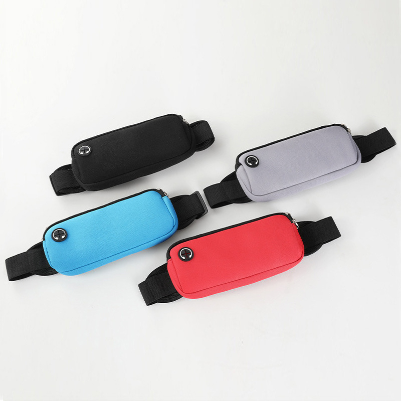 Bėgimo juosmens krepšys – universalus telefonui, atsparus vandeniui, nardymo medžiaga, užtrauktukas, vidinė tinklinė kišenė, horizontalaus kvadrato formos