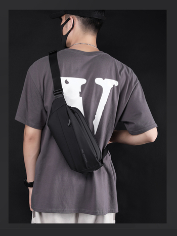 Мъжка кръстосана чанта през рамо, Нейлон, Урбан стил, Устойчивост на износване, Полиестерна подплата, Лято 2024