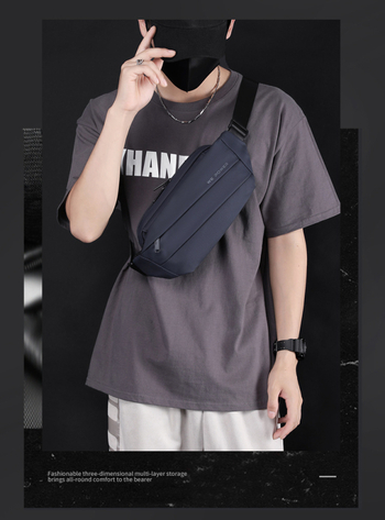 Мъжка кръстосана чанта през рамо, Нейлон, Урбан стил, Устойчивост на износване, Полиестерна подплата, Лято 2024