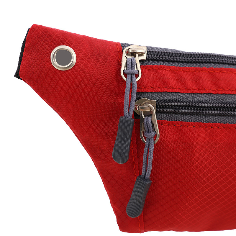 Futó deréktáska cipzárral, nylonból, belső cipzáras zseb, geometriai mintázat, poliészter bélés