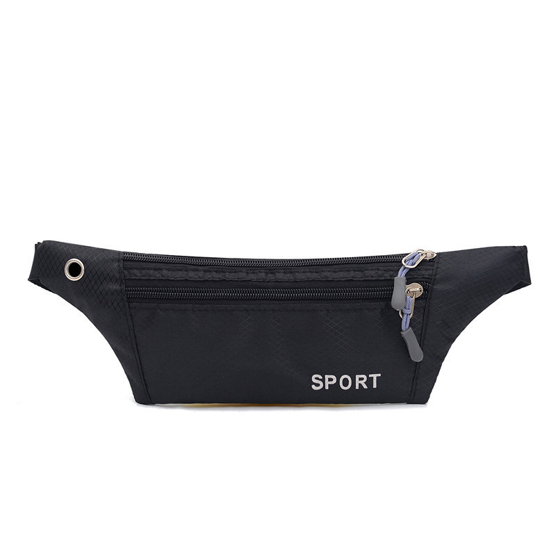 Futó deréktáska cipzárral, nylonból, belső cipzáras zseb, geometriai mintázat, poliészter bélés