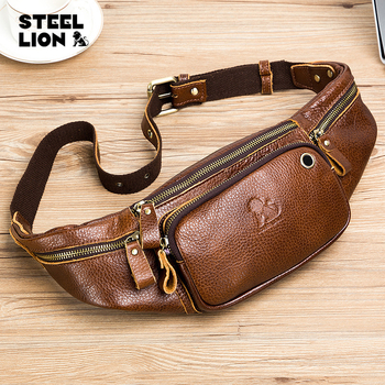 The Old Lion Férfi Mellkas Táska – Valódi bőr, Első réteg marhabőrből, 8 hüvelykes laptop-kompatibilis, Modell 91123, Kopásálló