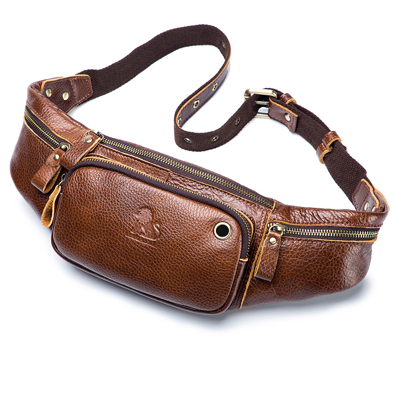 The Old Lion Férfi Mellkas Táska – Valódi bőr, Első réteg marhabőrből, 8 hüvelykes laptop-kompatibilis, Modell 91123, Kopásálló