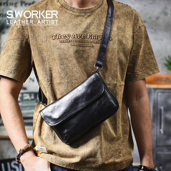 Férfi crossbody táska valódi bőrből, felső réteg marhabőrből, kopásálló, városi egyszerű stílus