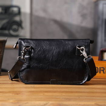 Мъжка чанта за кръст през рамо от естествена кожа, горен слой телешка кожа, износоустойчива, градска простота