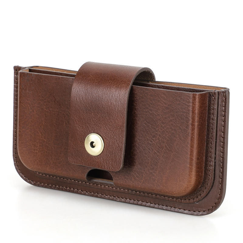 Telefono diržo dėžutė Black Angel - natūrali oda (pirmo sluoksnio karvės odos), užsegimas su virvele, banknotų kišelis, horizontali kvadrato forma