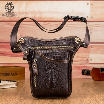 Muška torbica za pojas za motocikl od kože prvog sloja s uzorkom krokodila, vodootporna, podstava od poliestera, branda SCHLATUM/Lion Leiden