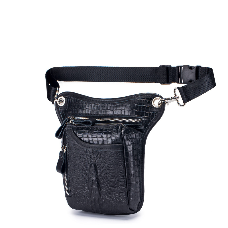 Muška torbica za pojas za motocikl od kože prvog sloja s uzorkom krokodila, vodootporna, podstava od poliestera, branda SCHLATUM/Lion Leiden