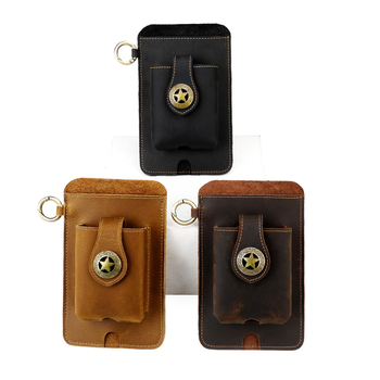 Muška kožna torbica za struk, Model 6103, prvorazredna goveđa koža, otporna na habanje, jednobojna, kaiš za pojas