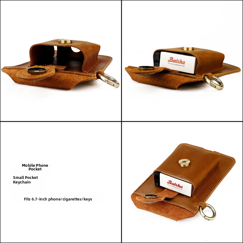 Pánska kožená taška na pás, Model 6103, prvotriedna hovädacia koža, odolná voči opotrebeniu, jednofarebná, pásový remienok