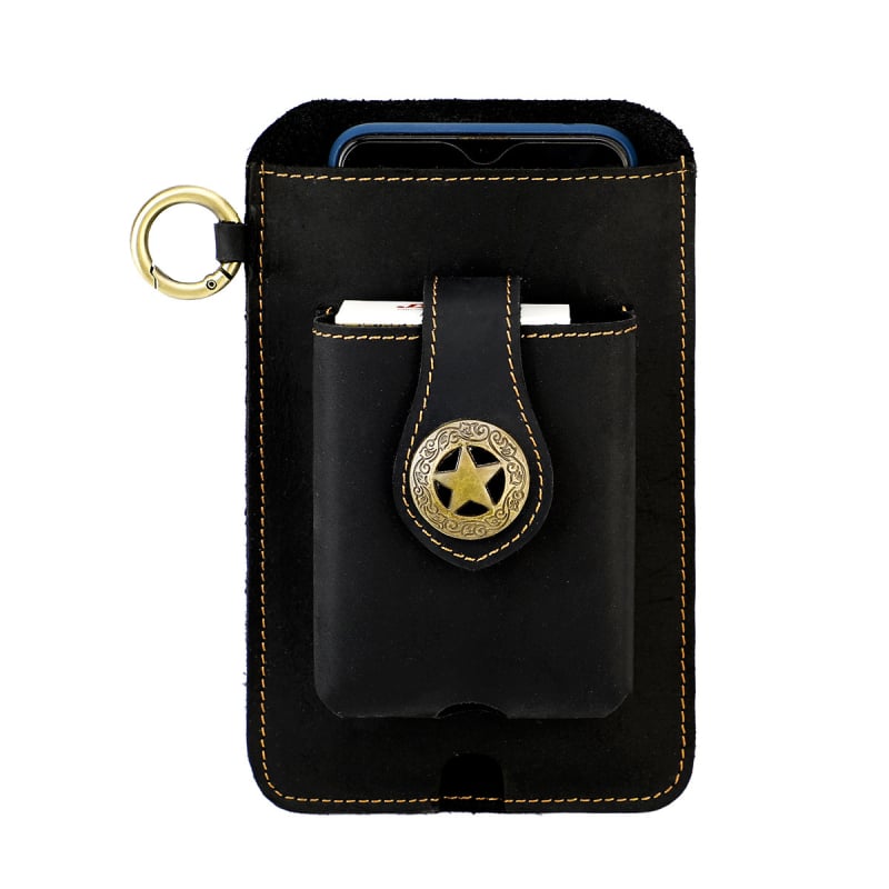 Muška kožna torbica za struk, Model 6103, prvorazredna goveđa koža, otporna na habanje, jednobojna, kaiš za pojas