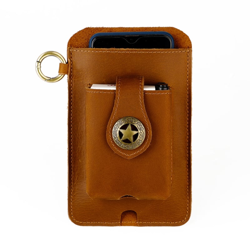 Muška kožna torbica za struk, Model 6103, prvorazredna goveđa koža, otporna na habanje, jednobojna, kaiš za pojas