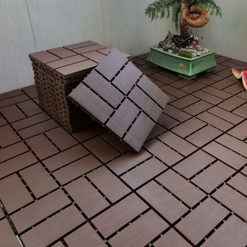 Пластмасов сглобяем настил (PP), дървесен релеф, антибактериален, за коридор, модерен стил