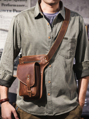 Siwoco Muška torbica za struk od prave kože – prva sloj goveđe kože, otporna na habanje, za slobodno vrijeme, proljeće 2025