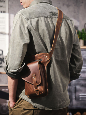 Siwoco Muška torbica za struk od prave kože – prva sloj goveđe kože, otporna na habanje, za slobodno vrijeme, proljeće 2025