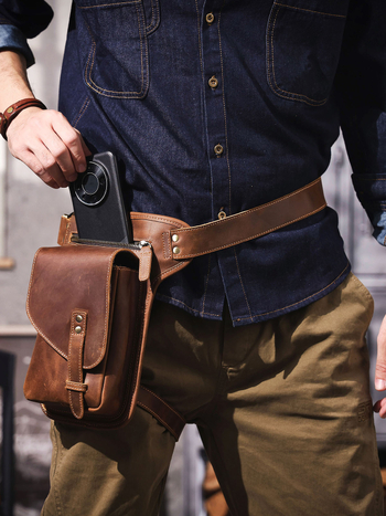 Siwoco Muška torbica za struk od prave kože – prva sloj goveđe kože, otporna na habanje, za slobodno vrijeme, proljeće 2025