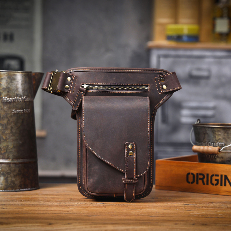 Siwoco Muška torbica za struk od prave kože – prva sloj goveđe kože, otporna na habanje, za slobodno vrijeme, proljeće 2025