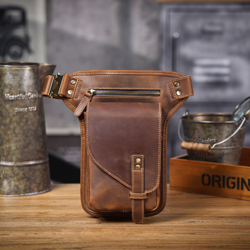 Siwoco Muška torbica za struk od prave kože – prva sloj goveđe kože, otporna na habanje, za slobodno vrijeme, proljeće 2025