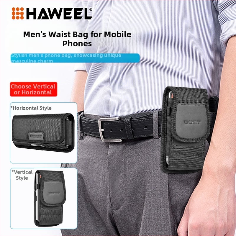 HAWEEL Muška PU Torbica za pojas - prozračna, s pretincom za karticu, kompatibilna s 8-inčnim uređajima