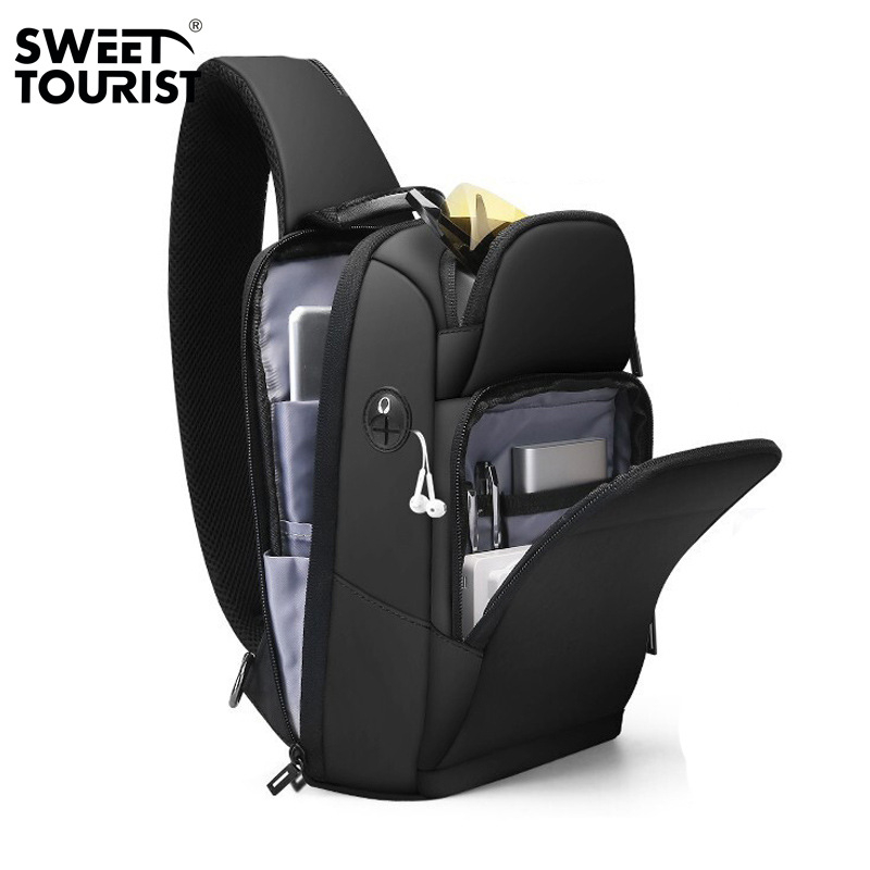 Férfi mellkasi táska – üzleti stílus, Oxford vászon, vízálló, crossbody, SWEETTOURIST