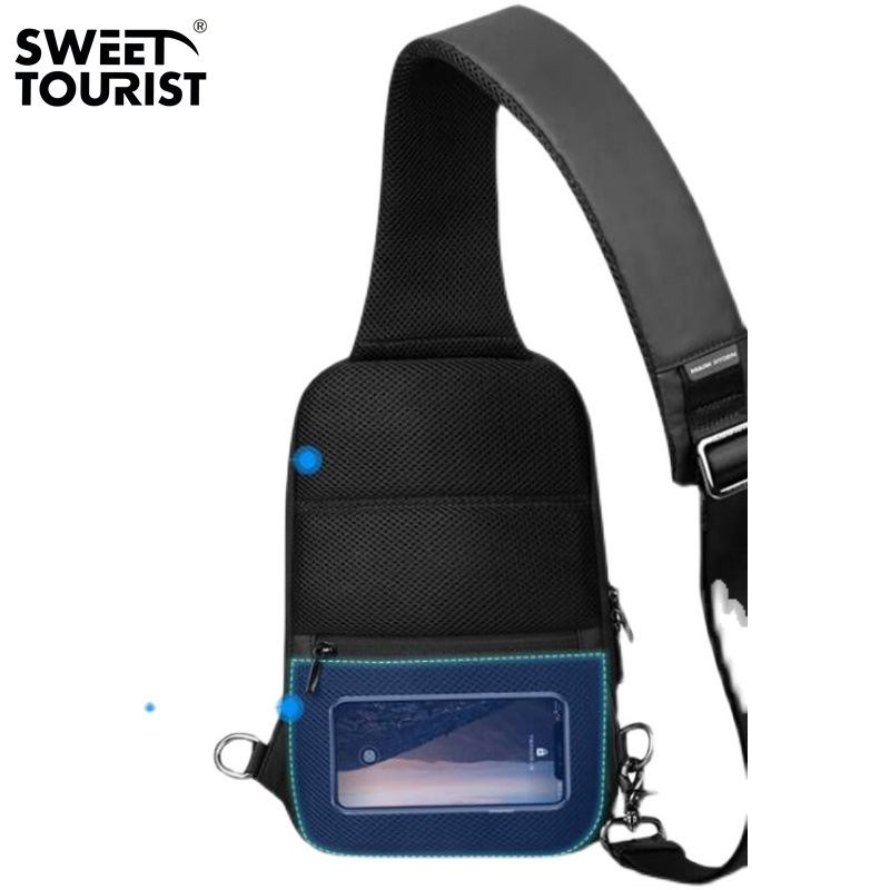 Férfi mellkasi táska – üzleti stílus, Oxford vászon, vízálló, crossbody, SWEETTOURIST