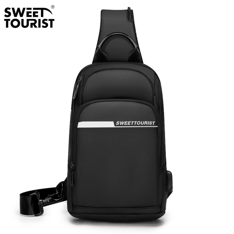 Férfi mellkasi táska – üzleti stílus, Oxford vászon, vízálló, crossbody, SWEETTOURIST